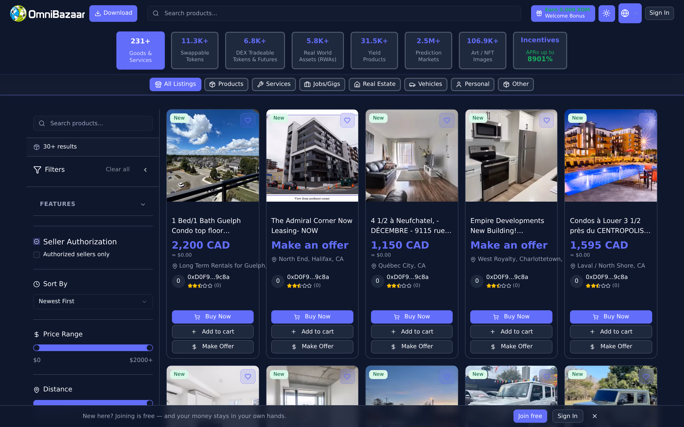 Marketplace — live OmniBazaar app screenshot