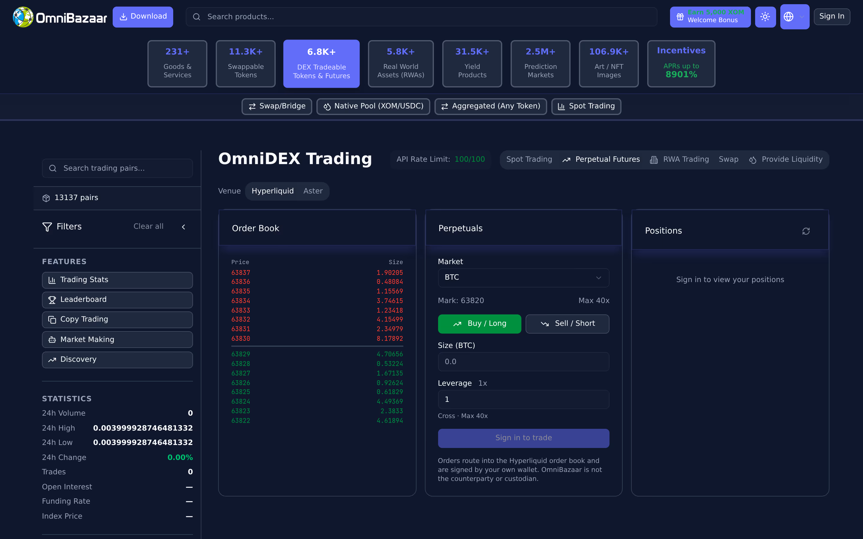 Futures — live OmniBazaar app screenshot